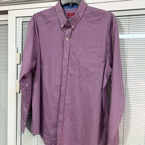 Classy purple/white IZOD check men’s button up shirt